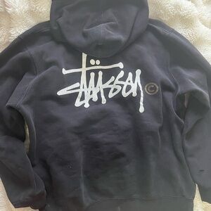 Stussy Black Zip-Up Sweater with White Logo
